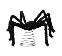 pour sommet d'Arbre Araignée Peluche 30cm pour yeux Rouges (Large) | pour yeux rouges , design effrayant, ambiance sinistre, pour fête d'Halloween, pour décor terrifiant