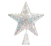 pour sommet d'Arbre Étoile Dorée 27cm Design Élégant pour sommet(Silver) | Design classique élégant, lignes épurées, structure 3D, finition soignée, pour idéal pour thème traditionnel