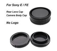 Pour Sony E FE monture capuchon arrière d'objectif ou capuchon de corps de caméra ou ensemble de bouchons sans Logo couvercle d'objectif en plastique noir pour A7 A7R A7S A1 A9 A6000 Camera Body Cap