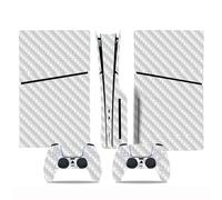 pour Sony PS5 Slim Console Disk Edition Full Carbon Fiber Skin Cover Sticker Host Center Decals Game Console Accessories (White)
