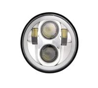 Pour Sportster 1200 883 Pour Street Pour Softail Pour Dyna 5-3/4" Projecteur Phare Rond 5,75 Pouces Noir Halo Angel Eyes LED Phare(Argent)