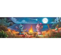 pour Stitch et Angel - Puzzle 1000 Pieces Pique-Nique sur la Plage - Panorama 98x33cm - Personnages Dessin Anime - Set Adulte et Carte