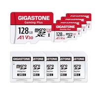 【pour Switch 1 Seulement】 GIGASTONE Carte Mémoire 128 Go 5 Cartes, Gaming Plus, Lecture jusqu'à 95 Mo/s. A1 U3 V30 Carte Micro SDXC pour Switch Canon Nikon GoPro Caméra Android avec Adaptateur SD.