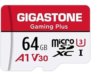【pour Switch 1 Seulement】 GIGASTONE Carte Mémoire 64 Go, Gaming Plus, Lecture jusqu'à 95 Mo/s. A1 U3 V30 Carte Micro SDXC pour Nintendo Switch, Caméra Full HD vidéo avec Adaptateur SD.