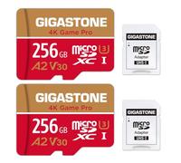 【pour Switch 1 Seulement】 GIGASTONE MicroSDXC 256 Go 2 Cartes, 4K Game Pro, Compatible avec GoPro Switch 1, Vitesse 100 Mo/s. A2 U3 V30, avec Adaptateur SD.【Récupération Gratuite 5 Ans】