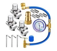 Pour SystèMe RéFrigéRant A/C, Tuyau de Recharge de FréOn de RéFrigéRateur avec Kit de Jauge R134A R12 R22, avec Valve de de PerçAge