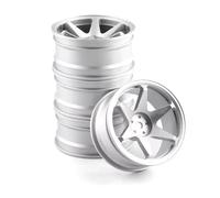 Pour Tamiya Pour Kyosho Pour HSP Pour HPI Pour Sakura Pour Traxxas Pour RedCat 1/10 4 Pièces 52 Mm RC On-Road Drift Pour Voiture De Course Jante En Métal Moyeux De Roue Rc Pneus Voitures Kit(Silver)