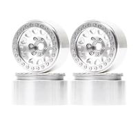 Pour Tamiya Pour SCX10 Pour TRX4 90046 90047 CC01 TF2 D110 F350 GEN8 1/10 4 Pièces Beadlock Roues Moyeu Jantes 1.9 Pouces CNC Alliage RC Voiture Chenille Moyeu Roue Chenille Rc(Silver)