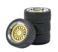 Pour Tamiya Pour TT01 Pour TT02 Pour Kyosho Pour Sakura D3 Traxxas 4Tec 2.0 1/10 1/12 1/14 Pneus De Route Jantes En Plastique Hexagonales 12 Mm Pour Voitures RC RC Crawlers Pièces(Yellow)