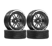 Pour Tamiya Pour TT01 Pour TT02 Pour TT02B TA06 XV01 XV02 1/10 4 Jantes Métalliques 66mm Avec Hexagone De 12mm Pour Voitures RC Course Pneus Améliorés Accessoires Voiture Rc(Black)