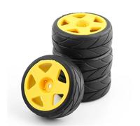 Pour Tamiya Pour TT01 TT01E Forme TT02 Pour TT02B XV 01 TA06 PTG-2 1/10 4Pneus Caoutchouc 65Mm Embout Hexagonal 12Mm Pièces Détachées Voitures Course RC Remplacement RC(Yellow 1)