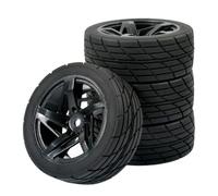 Pour Tamiya Pour TT02 XV02 PTG-2 1/10 4 Pièces OD 68mm Roue De Pneu En Caoutchouc 12mm Hex RC Voiture Mise À Niveau Accessoires Remplacer RC Crawlers Pièces(Black,E)