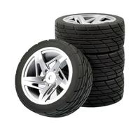 Pour Tamiya Pour TT02 XV02 PTG-2 1/10 4 Pièces OD 68mm Roue De Pneu En Caoutchouc 12mm Hex RC Voiture Mise À Niveau Accessoires Remplacer Remplacement PièCes Rc(Silver,E)