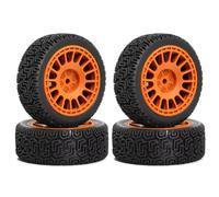 Pour Tamiya XV01 XV02 Pour TT01 Pour TT02 PTG-2 1/10 4 Pièces 68 Mm Pneus Roues Caoutchouc Tout Terrain Pour Pièces Mise À Niveau Pneus Course Haute Adhérence RC Pneus Roues(Orange)