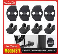 Pour Tesla Model 3 Y Juniper Highland 2019-2025 2026 Kit de protection limiteur de serrure de porte de voiture en ABS, couvercle de protection de loquet et butée de bras de verrouillage Full 6PCS Set