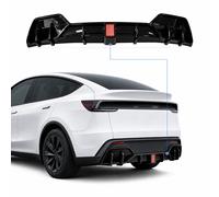 Pour Tesla Model Y Juniper : Spoiler de pare-chocs arrière, diffuseur, feu stop LED clignotant, séparateur inférieur arrière de voiture Glossy Black