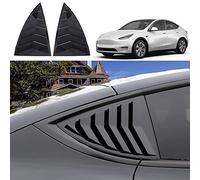 pour Tesla Model Y Persiennes de Fenêtre Latérales Arrière 2PCS ABS Persiennes D'aération Couvre Soleil Ombre Vent Cool Style pour Tesla Modèle Y 2019-2023 Accessoires (Bright Black)