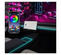 pour Tesla pour Model 3 Y 21-22 Lumières D'ambiance Bandes LED Éclairage Néon Console Centrale Tableau Bord Contrôle APP Intérieurs Voiture Bandes Décoration Sortie D’Air(Two Strips)