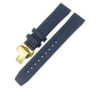 Pour Tissot 1853 Seastar T120 T114 Bracelet de montre en caoutchouc Sport Plongée Noir Bleu Bracelet de montre souple en caoutchouc de silicone 19 mm 20 mm Bracelet de montre (couleur : fermoir doré