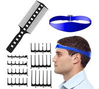 Pour tondeuse à cheveux - Guide de coupe de cheveux à domicile, gabarit de bande en silicone, accessoires de 7 dents de peigne et pour homme et femme