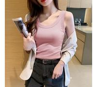 pour top Manches pour femme Regular Length Pure Couleur pour | polyester léger, élasticité modérée pour un mouvement libre et confortable(Pink XXXL)