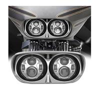 pour Touring pour Road pour Glide 1998-2013 Phare De Moto Phare 5-3/4" Double Projecteur Dot 5,75 Pouces Headlight Motorbike(Short Wire)