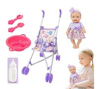 pour Tout-Petits avec Poussette,Ensemble de avec Poussette | Accessoires de pour Tout-Petits pour Un Jeu de Simulation réaliste,Ensemble de Jeu de Simulation de s de 10 Pouces, avec Accessoires de