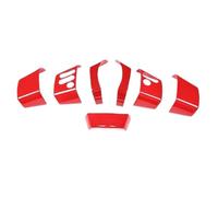 Pour Toyota FJ Pour Cruiser 2007-2021 ABS Noir Mat Volant Couverture Boutons Autocollants Garniture Panneaux De Garniture Automobile(Red)