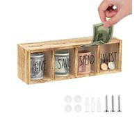 pour transparente à 4 compartiments avec support mural | Boîte en bois pour enfants, garçons, filles, adultes, chambre familiale, salon, bureau à domicile