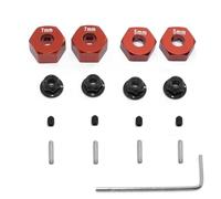 Pour Traxxas 2WD 1/10 Kit Moyeux Roues Hexagonaux En Métal Avec Axes Et Écrous Blocage À Bride M4 - Pièces Rechange Pour 1654 Et 3654 RC Mise Niveau Modèles(Red)