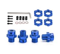 Pour Traxxas Pour E-MAXX Pour Summit Pour E-REVO REVO3.3 1/10 17MM Moyeux Roue Cannelés Avec Écrous Hexagonaux Accessoires Mise À Niveau Rc Modèles Composants(Blue)