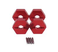 Pour Traxxas Pour E-Revo Pour Slash Pour Summit 1/16 4 Pièces Métal Jante Entraînement Hexagonal 4 Mm Hexagone 12 Mm Adaptateur RC Voiture Amélioration Pièces Accessoires Jouets RC(Red)