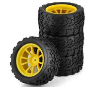 pour Traxxas pour Himoto pour HSP pour HPI pour Redcat 4 Pièces 125mm Caoutchouc 1/10 RC pour Pneus Et Jantes De Camion Monstre 12mm Hex 4mm Écrous Verrouillage Pneu Caoutchouc RC