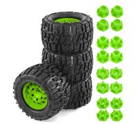 Pour Traxxas Pour Maxx Pour Arrma Pour Granite 1/10 4 Pneus 125 mm Hexagones 12 14 mm Pièces Détachées Voitures RC Monster Trucks Camions Cascade Remplacement RC(Green)