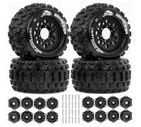 Pour Traxxas Pour Maxx Pour Arrma Pour Tamiya Pour Granite Pour Kraton Pour Outcast Pour Losi Rouge 1/10 Pneus Hexagonaux 12 Mm 14 Pièces RC RC Jouets Réparations(Black)