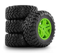 Pour Traxxas Pour Slash Pour Arrma Pour Senton 4 Pièces 110 Mm 1/10 Short Course Truck Pneu Roue Hexagone 12 Mm RC Voiture PièCes Rc(Green)