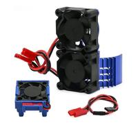 Pour Traxxas Pour Slash Pour Stampede Pour Rustler Pour Hoss 4×4 Velineon Dissipateur Thermique Variateur RC Pour VXL-3s Double Ventilateur Moteur Refroidissement RC Mise Niveau Modèles(Blue)