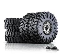 Pour Traxxas Pour Trx4 D90 Pour Axial Pour Scx10 II III Pour Mst 1/10 120mm 1.9 "jante De Roue À Billes En Métal Jeu Pneus Caoutchouc Voiture Sur Chenilles RC Remplacement PièCes Rc(Silver)