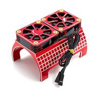 Pour Traxxas Pour X-Maxx 6S 8S Pour Arrma Pour Kraton Pour Outcast 1/5 Ventilador Refrigeración Doble 4985 1717 Disipador Calor Del Motor Piezas Coches RC RC Crawlers Pièces(Red)