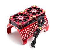 Pour Traxxas Pour X-Maxx 6S 8S Pour Arrma Pour Kraton Pour Outcast 1/5 Ventilateur Double Métal 4985 1717 Dissipateur Thermique Moteur Pièces Détachées Voitures RC RC Voitures Pièces(Red)