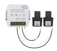 pour Tuya Smart Life Compteur d'énergie Wi-Fi en temps réel, moniteur d'électricité, capteur d'énergie, compteur d'énergie 80 A avec 2 pinces Ct App kWh