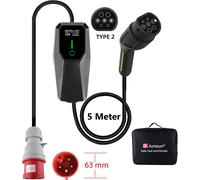 Pour Type 2 Voitures électriques 32A EU EV Chargeur 3 phases 22KW Courant réglable Portable 5M Noir Wallbox
