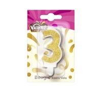 Pour un anniversaire réussi sans effort - VAHINE Bougie chiffre 3, 0,1 kg - Lot de 4