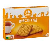 Pour un goûter classique et réconfortant au quotidien - CARREFOUR CLASSIC' biscuit thé, le paquet de 335g - Lot de 4