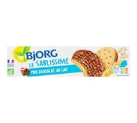 Pour un goûter gourmand et source de fibres - BJORG Sablissimes chocolat au lait bio, blé complet, fabriqué en France, 200g - Lot de 3