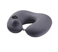 Pour un oreiller de cou, pour la forme u, une pression gonflable portable de la soie de glace, pour les voyages en avion, la voiture, le rail à haute vitesse (Gris avec une toison intérieure noire)