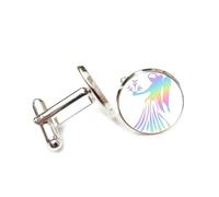 Pour Une Amie, Motif Floral Arc-En-Ciel Et Diffraction Spectrale, Vierge (Signe Du Zodiaque), Boucle De Manchette Personnalisée, Accessoire De Chemise, Cadeau Pour Un Mari Comptable Ou Pour Un Maria