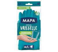 Pour une vaisselle impeccable sans effort - MAPA Gant Spécial Vaisselle Taille M/L, Latex Naturel et Coton Recyclé, 60 g - Lot de 4