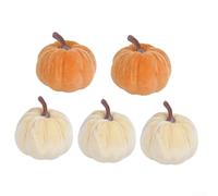 pour velvet Pumpkin Decor Set 5pcs 7cm For Thanksgiving Halloween | Soft pour velvet Material, 7x7cm Size, pour ideal For Table Mantel Centrepieces, Easy To Clean, Festive Autumn Home Decor