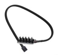 Pour ventilateur Hub 1 vers 5 voies, adaptateur répartiteur 4 broches pour refroidissement PC CPU, température contrôlée pour ventilateurs 3 broches et 4 broches, câble de 40 cm pour une gestion